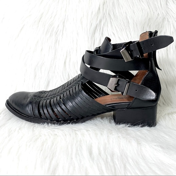 SOLD-Jeffrey Campbell Strappy Leather Ankle Boots - Picture 3 of 10